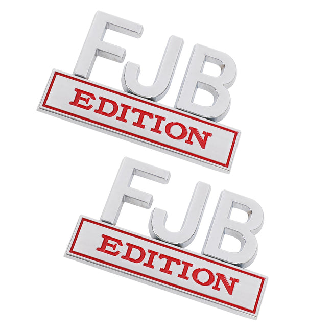 2× FJB EDITION 3D Emblem Badge Truck Car Decal Bumper Sticker Sliver & Red