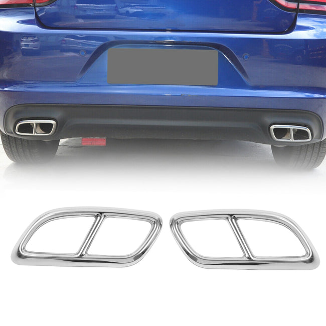 2PCS Stainless Rear Exhaust Tail Muffler Decor Cover Trim Fit For Dodge Charger 2015+