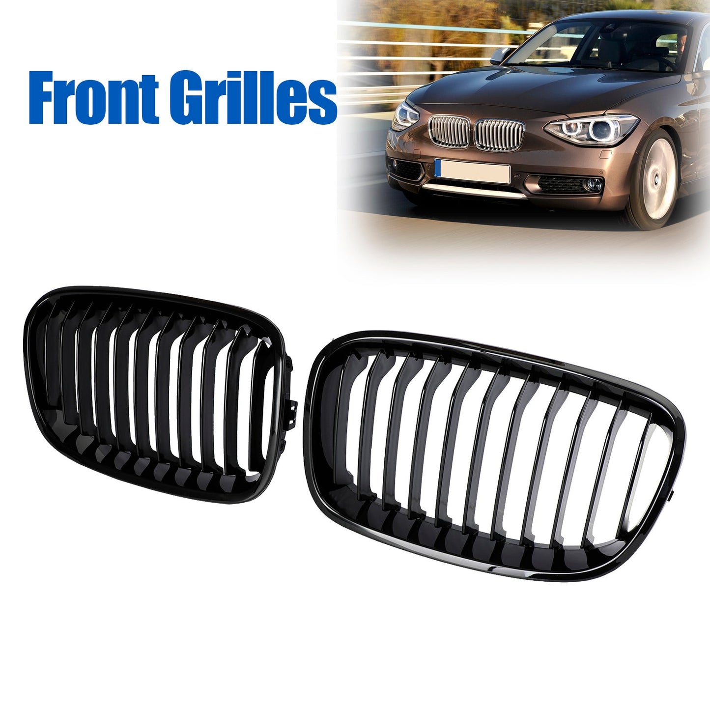 2012-2014 BMW 1 Series F20 F21 Front Bumper Kidney Grill Grille 2PCS 551137239021