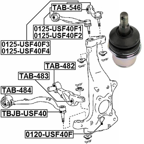 Front Lower Knuckle Spindle Ball Joint For Lexus LS460 2WD 4x2 RWD 16-17 Black