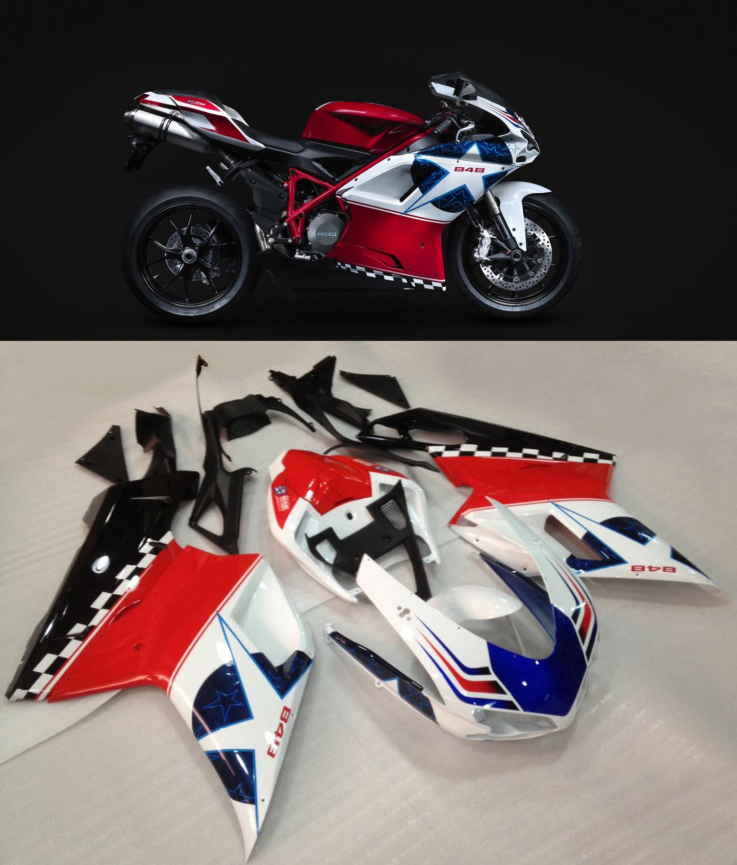 2007-2012 Ducati 1098 1198 848 Amotopart Fairings Red Alice Racing Customs Fairing