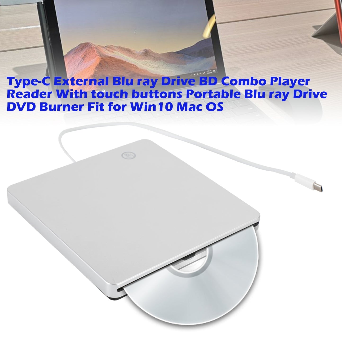 Type-C External Blu ray Drive BD DVD Combo Player Reader With Touch Buttons