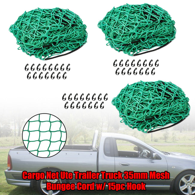 Cargo Net 1.5m x 2.2m 35mm Square Mesh Bungee Cord with Hook For Ute Trailer