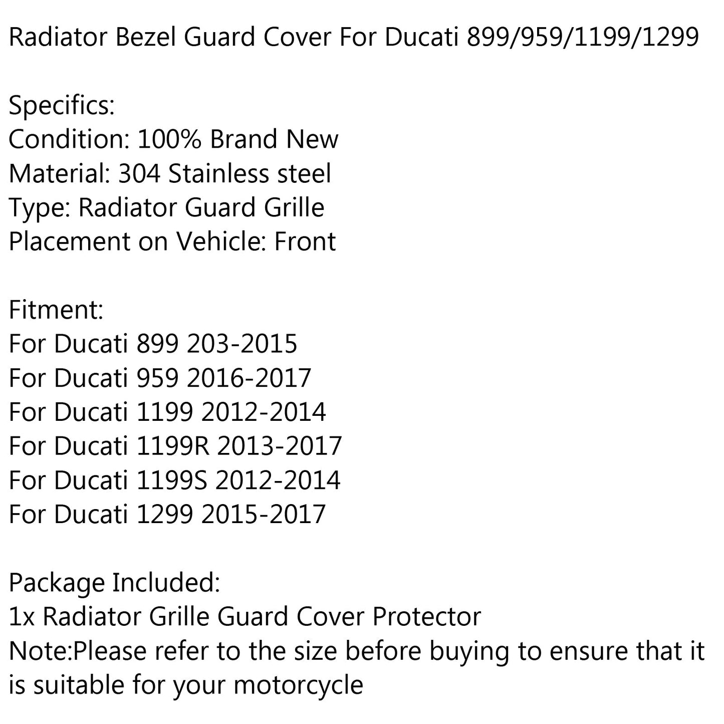 Steel Radiator Guard Cover Oil Cooler For Ducati 899 13-15 959 16-17 1199 12-14 Red