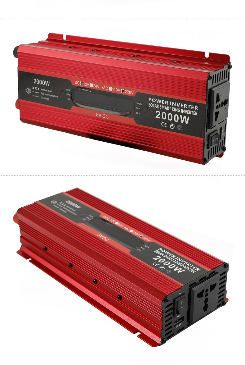 Car Power Converter Inverter DC 12V To AC 220V LCD 2000W Transformer LED Display