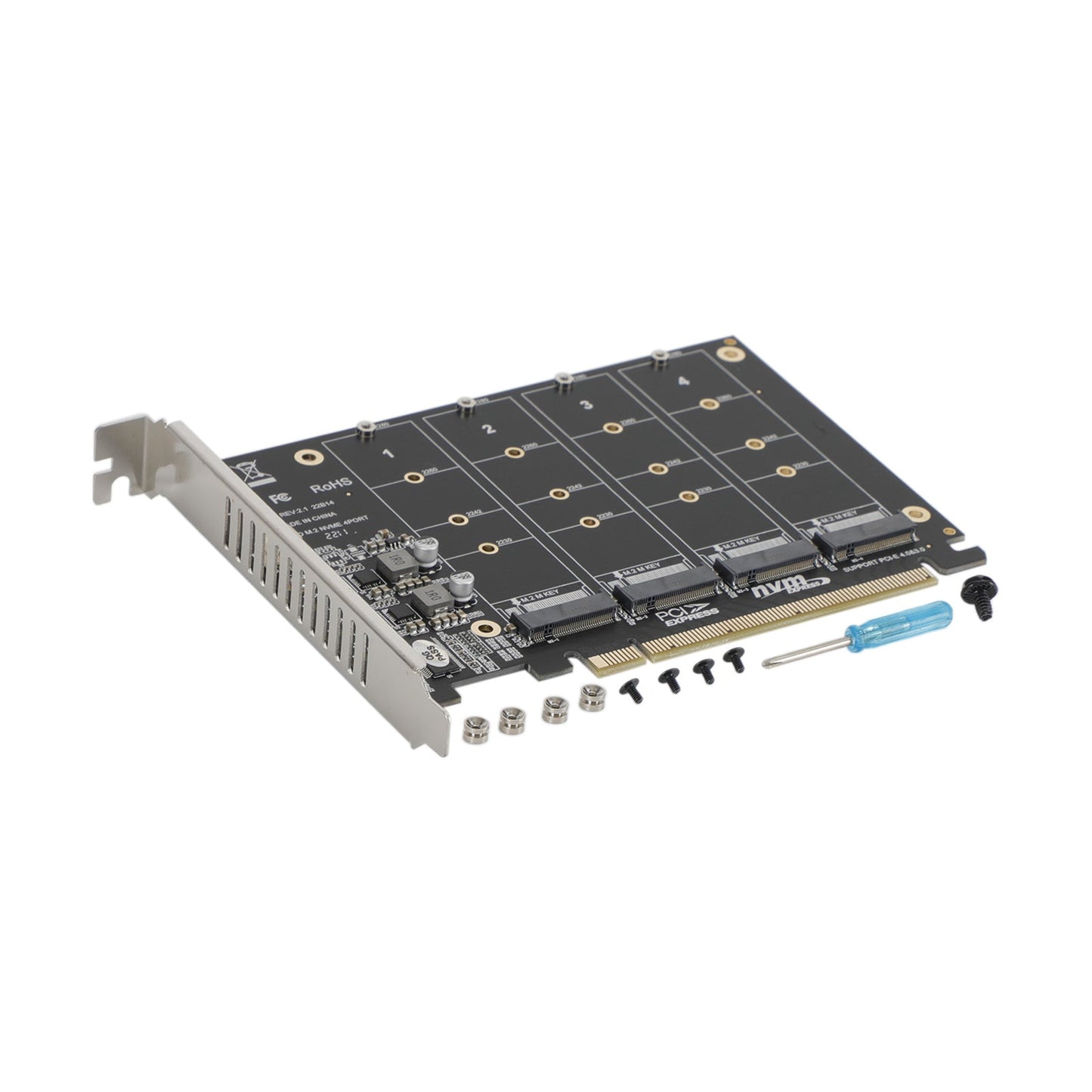 PCI-E Signal Split Array Card PH44 X16 NVME 4 Disk Array Card Support M.2 SSD