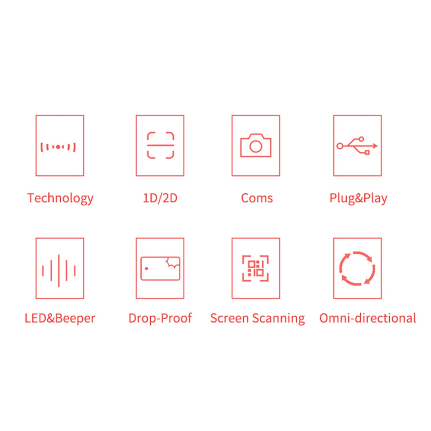 1D + 2D Desktop Barcode Scanner USB Wired Barcode Reader Auto Sensing Scanning