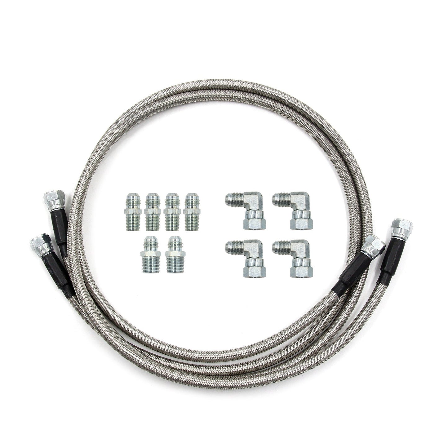 52" Length SS Braided Transmission Cooler Hose Lines TH350 700R4 TH400