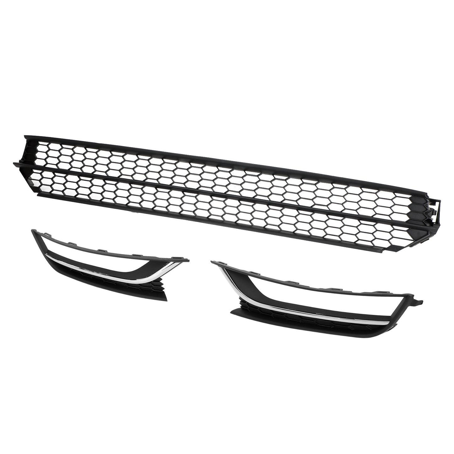 VW Passat 2012-2015 Front Lower Grille Grill Fog Light Cover Black & Chrome
