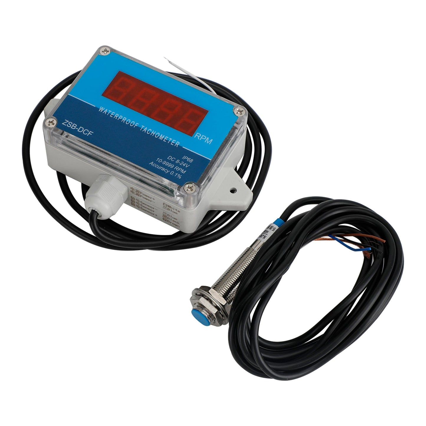 DC 8-24V Hall Tachometer Digital LED Motor Speed Meter Tester IP68 Waterproof