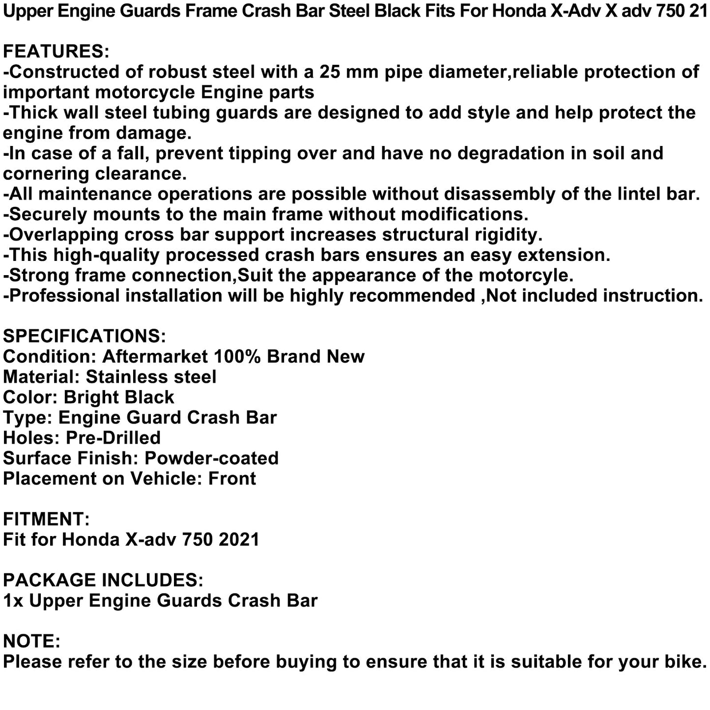 Upper Engine Guard Frame Crash Bar Steel Silver Fit For Honda X-Adv X Adv 750 21