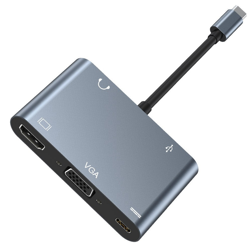 5in1 VGA Type C HD Output PD HD USB3.0 HUB Adapter for MacBook Pro iPad Pro