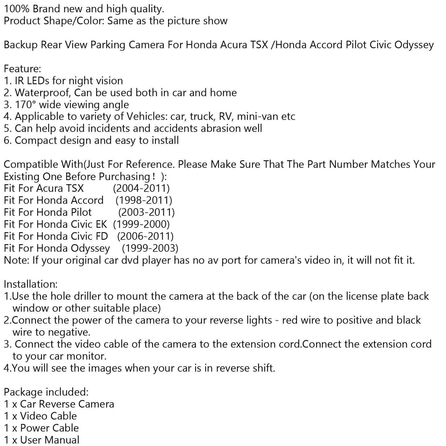 Backup Rear View Parking Camera