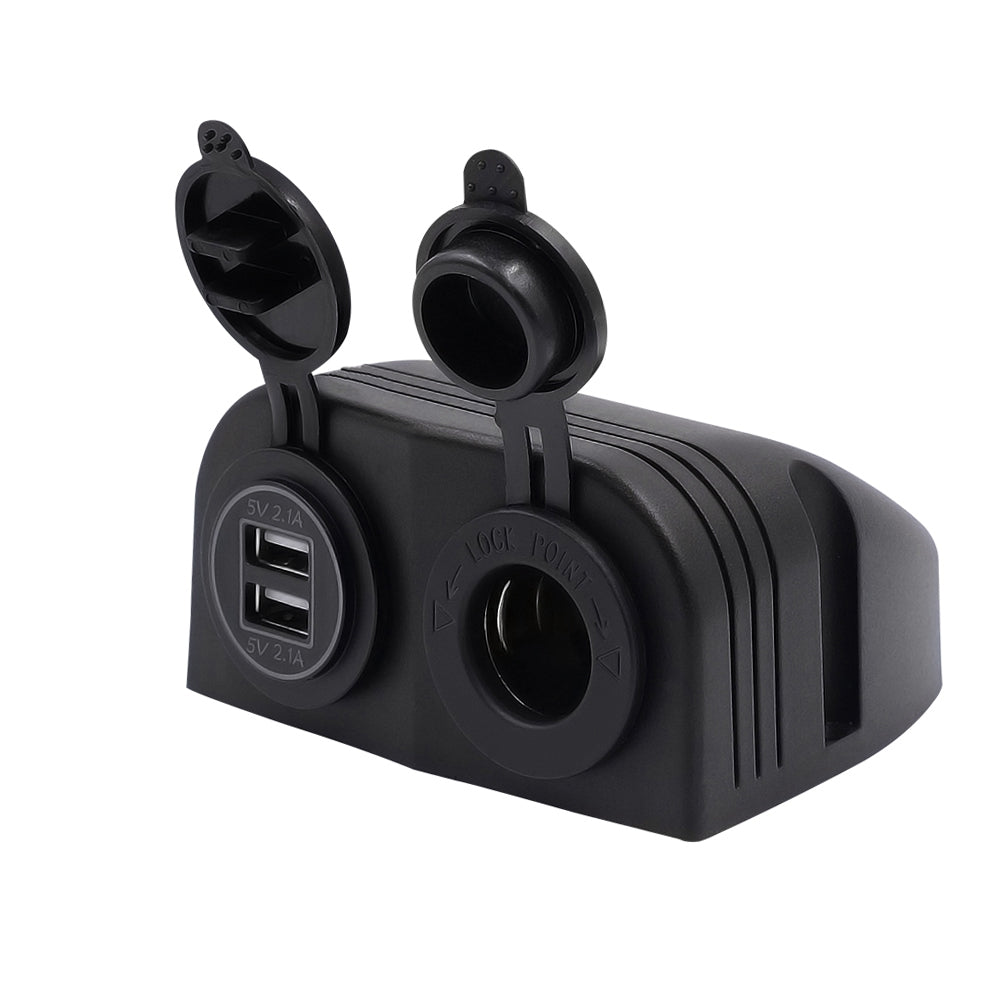12V Dual USB 4.2A Charger Power Socket Outlet Surface Mount Fit for Car Marine
