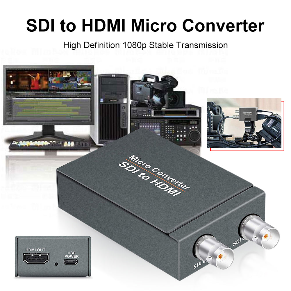 SDI to HDMI + SDI Mini HD Video Micro Converter 1 to 2 Audio Format Detection