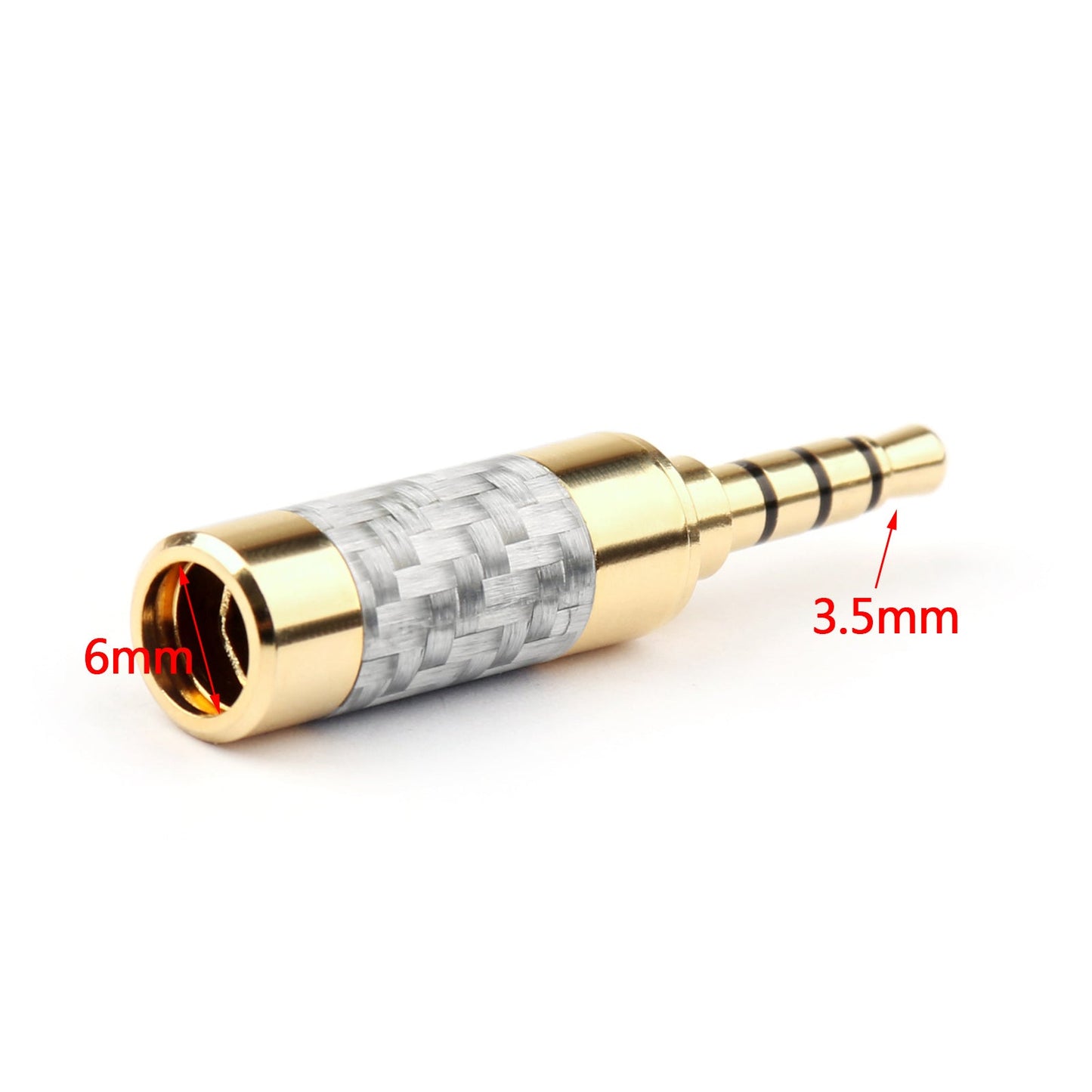 1PCS 3.5mm 4 Pole Audio Plug Gold-plated Carbon Fiber Step Type Gold
