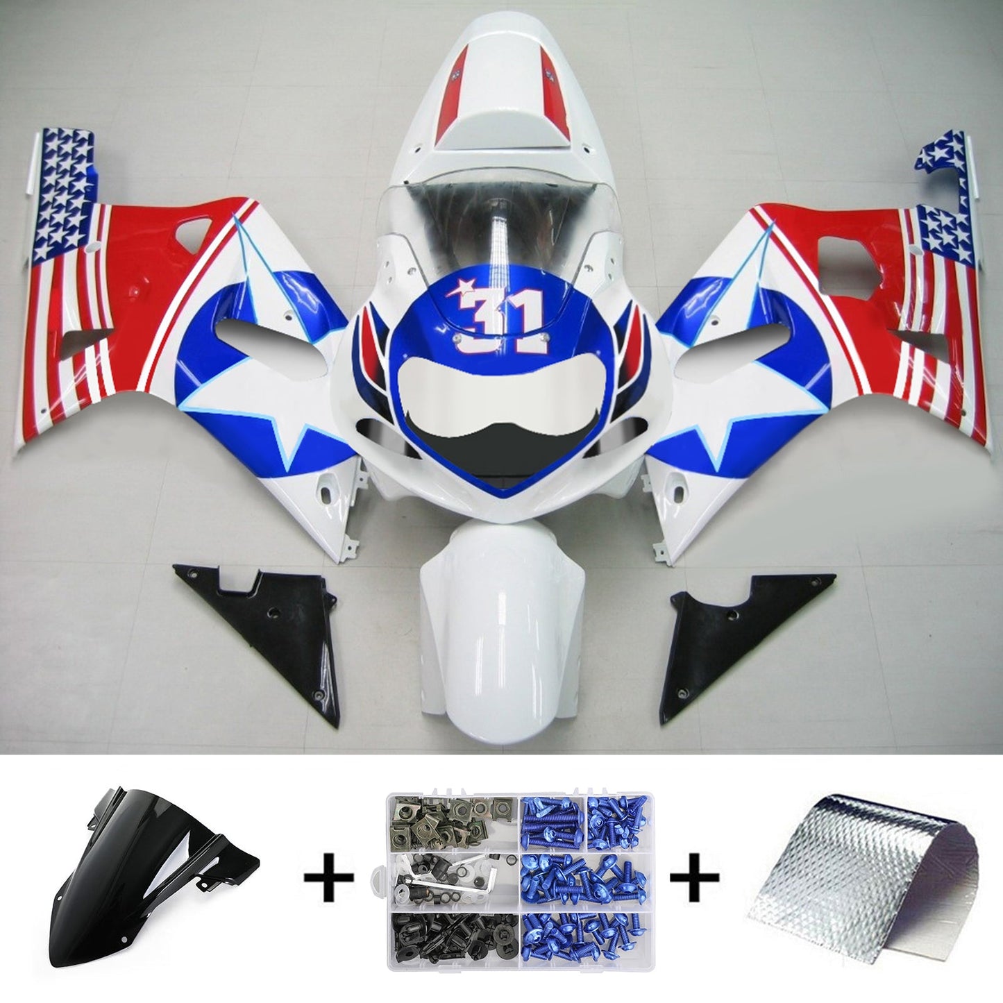 2001-2003 Suzuki GSXR750 K1 Amotopart Injection Fairing Kit Bodywork Plastic ABS #134