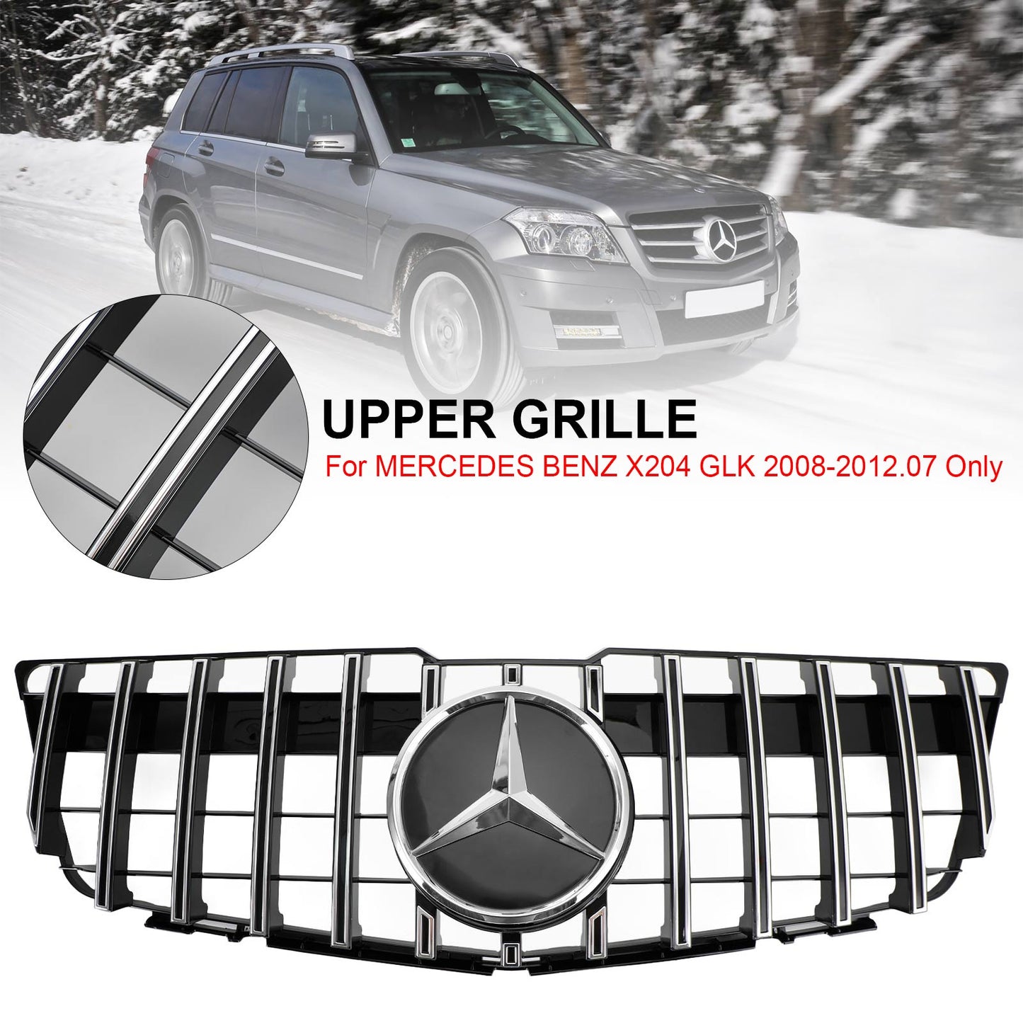 Front Bumper Upper Grill Grille Fit Mercedes-Benz GLK X204 2008-2012 GT Style