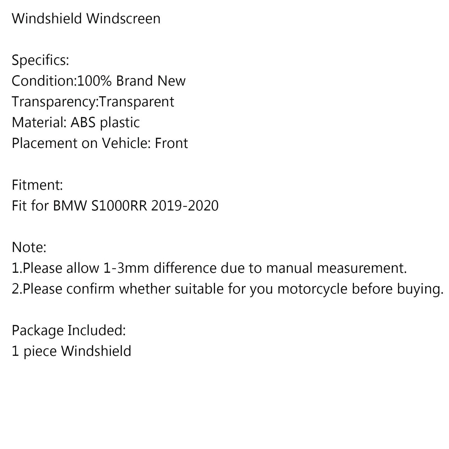 Windshield Windscreen Wind Shield Protector for KAWASAKI Z900 2017-2019