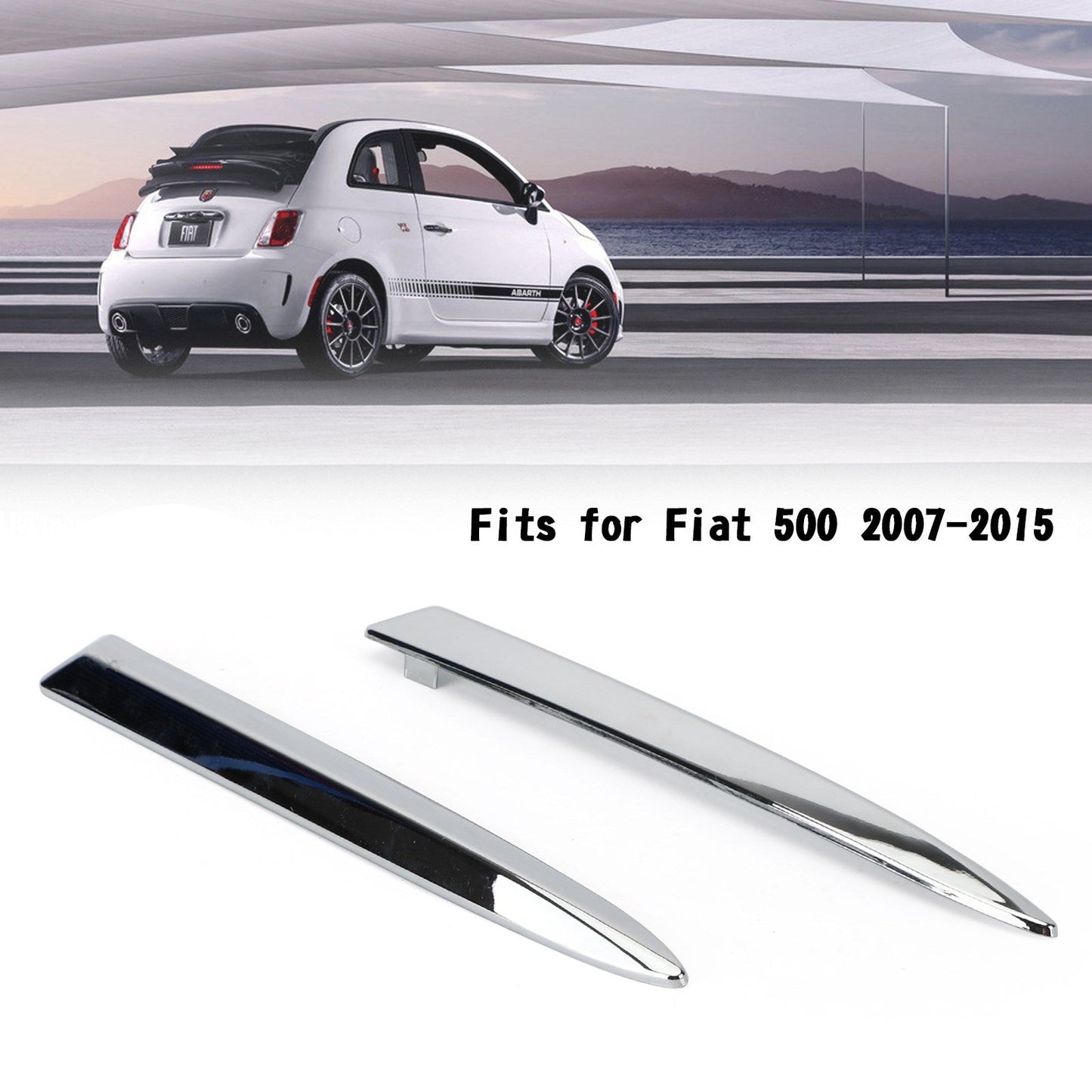 Chrome Right Front Bumper Upper Grill Moulding Trim For Fiat 500 2007-2015