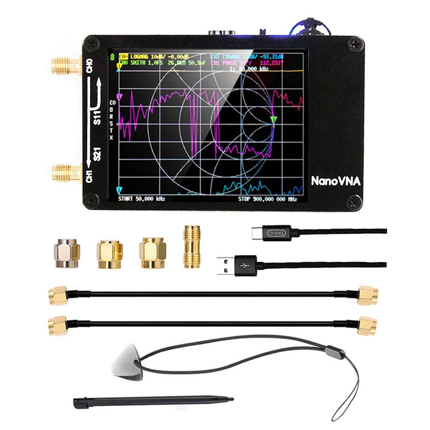 NanoVNA-H Vector Network Antenna Analyzer 50KHz-1.5GHz MF HF VHF UHF Bare Metal