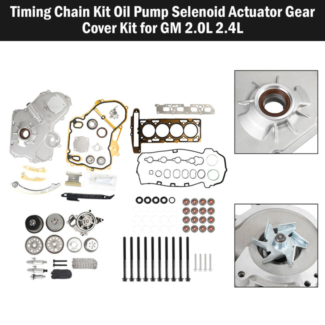 2008-2010 Chevrolet Cobalt HHR 2.0L Timing Chain Kit Oil Pump Selenoid Actuator Gear Cover Kit 12608580 24449448
