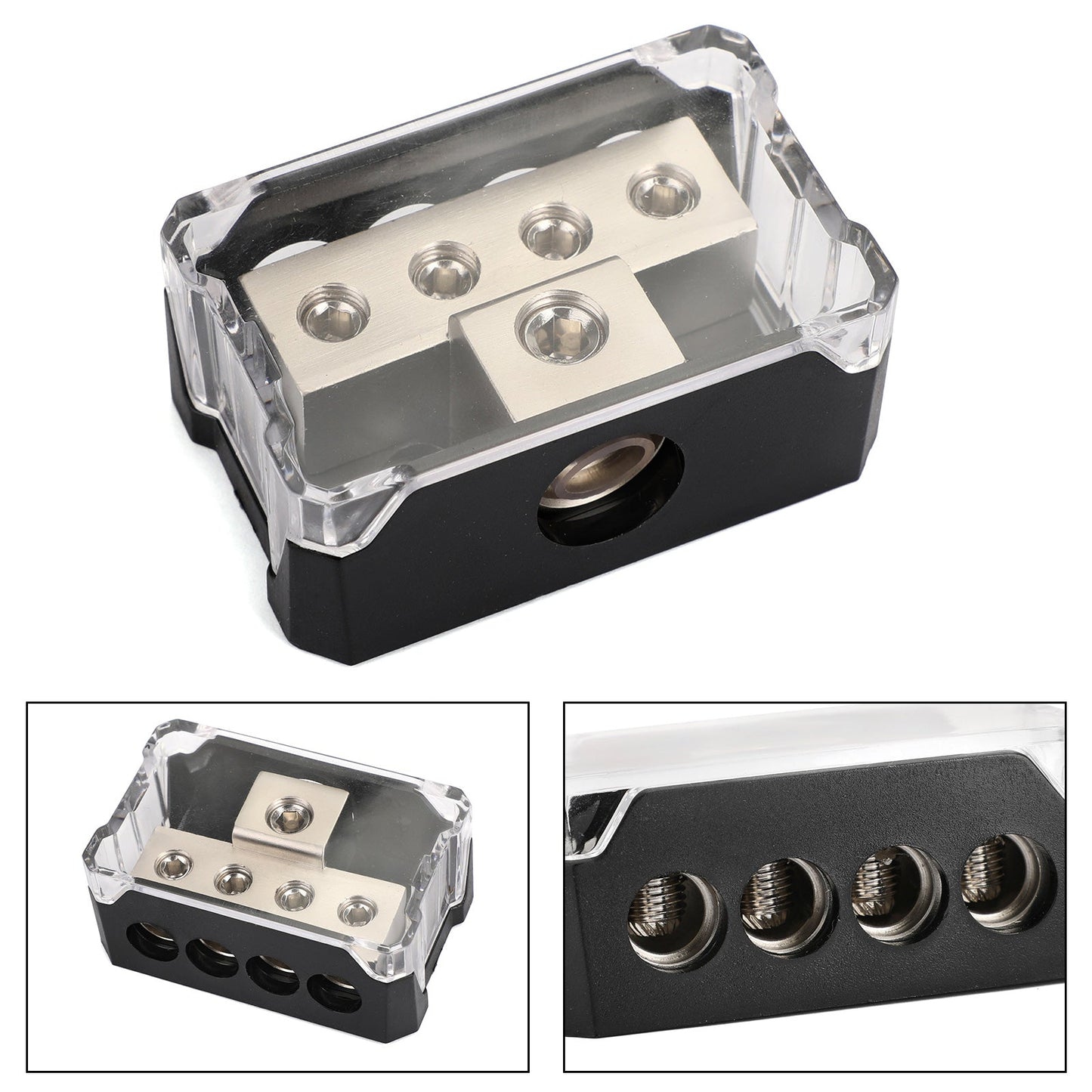 2pcs Distribution Block T Type 1x0GA In 4x4GA Out