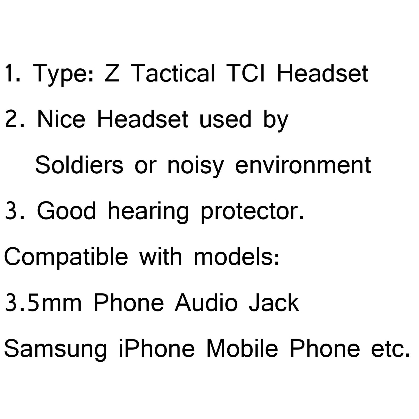1Pcs 3.5mm Z Tactical TCI Headset Earphone PTT For Samsung iPhone Mobile Phone
