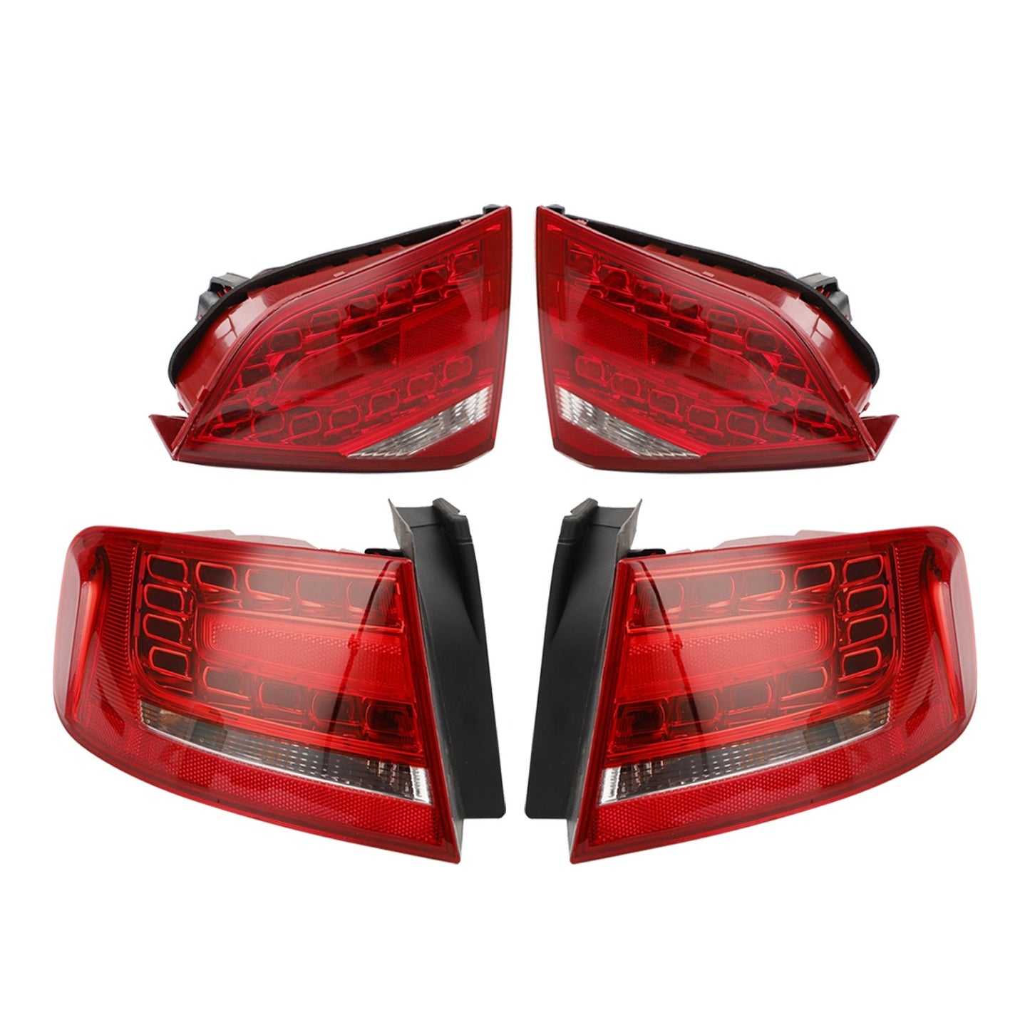 2009-2012 Audi A4 Outer+Inner Trunk LED Tail Light Lamp 4pcs