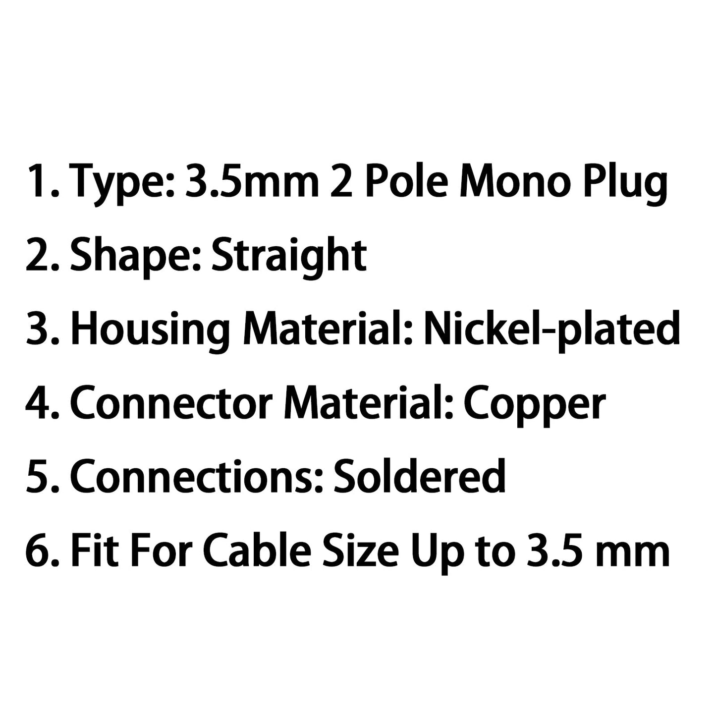 1PCS 3.5mm 2 Pole TS Mono Plug Male MINI Connector For Headphone Adapter Black