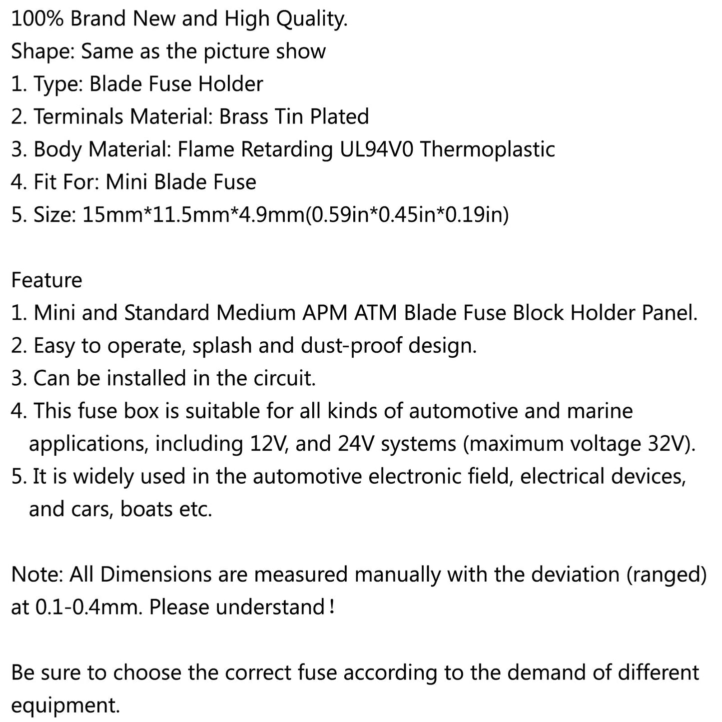 10Pcs SL-506P Mini Blade Fuse Holder Auto Automotive Boat 32V For PCB Board