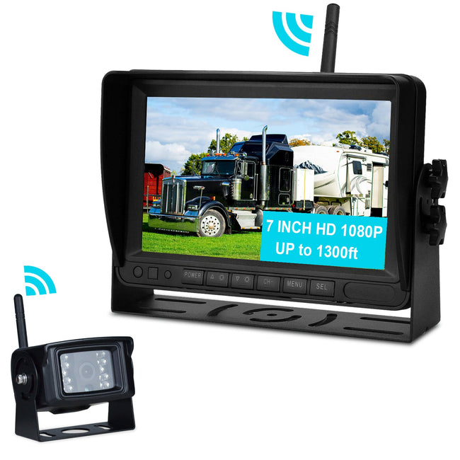 7 inch Display Wireless AHD 1080P Rear View Backup Camera Kit for Truck Trailer