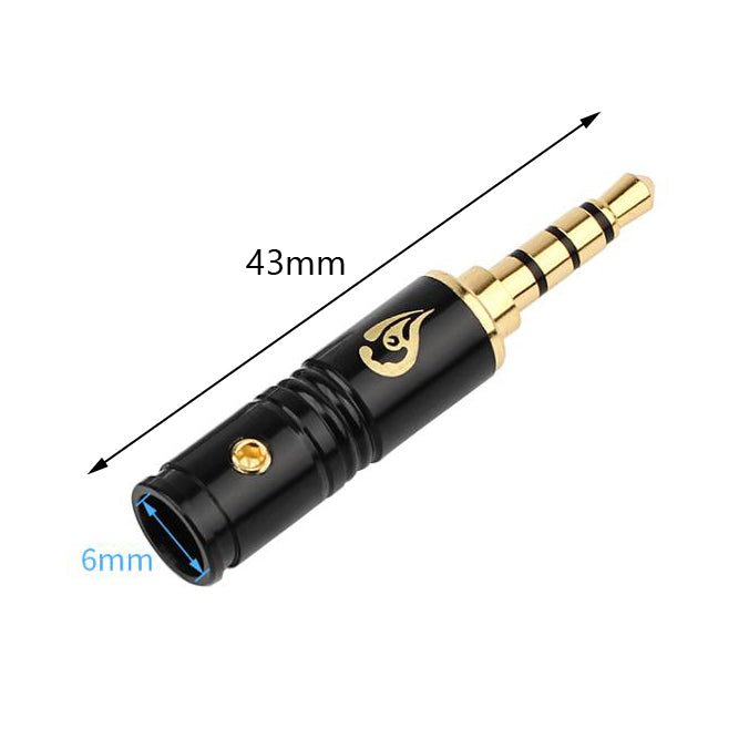 1PC 3.5mm 4 Pole Stereo Earphone Pins Gold-Plated Audio Connector Black