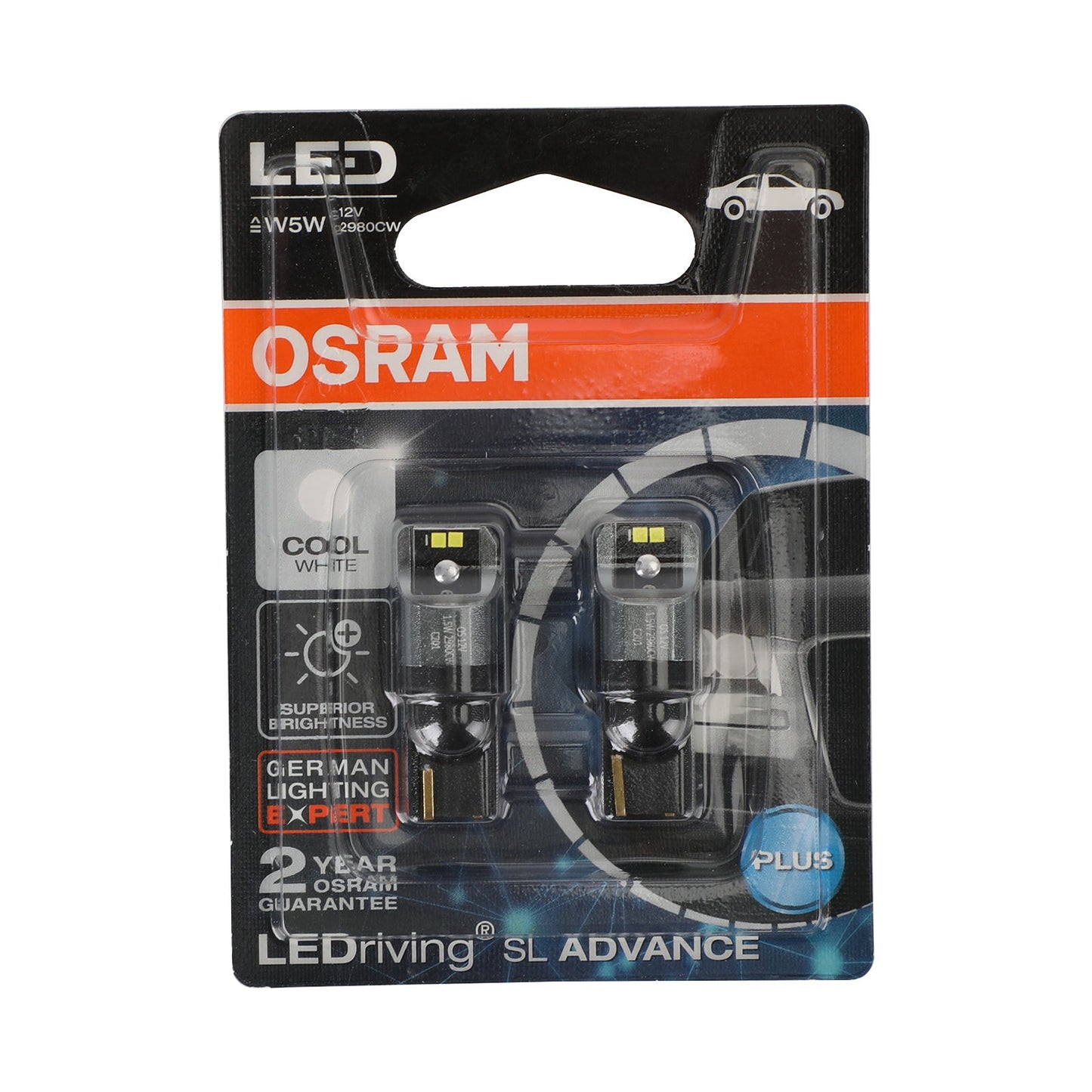 2x For OSRAM 2980CW Car Auxiliary Bulbs LED W5W 12V1.5W W2.1x9.5d