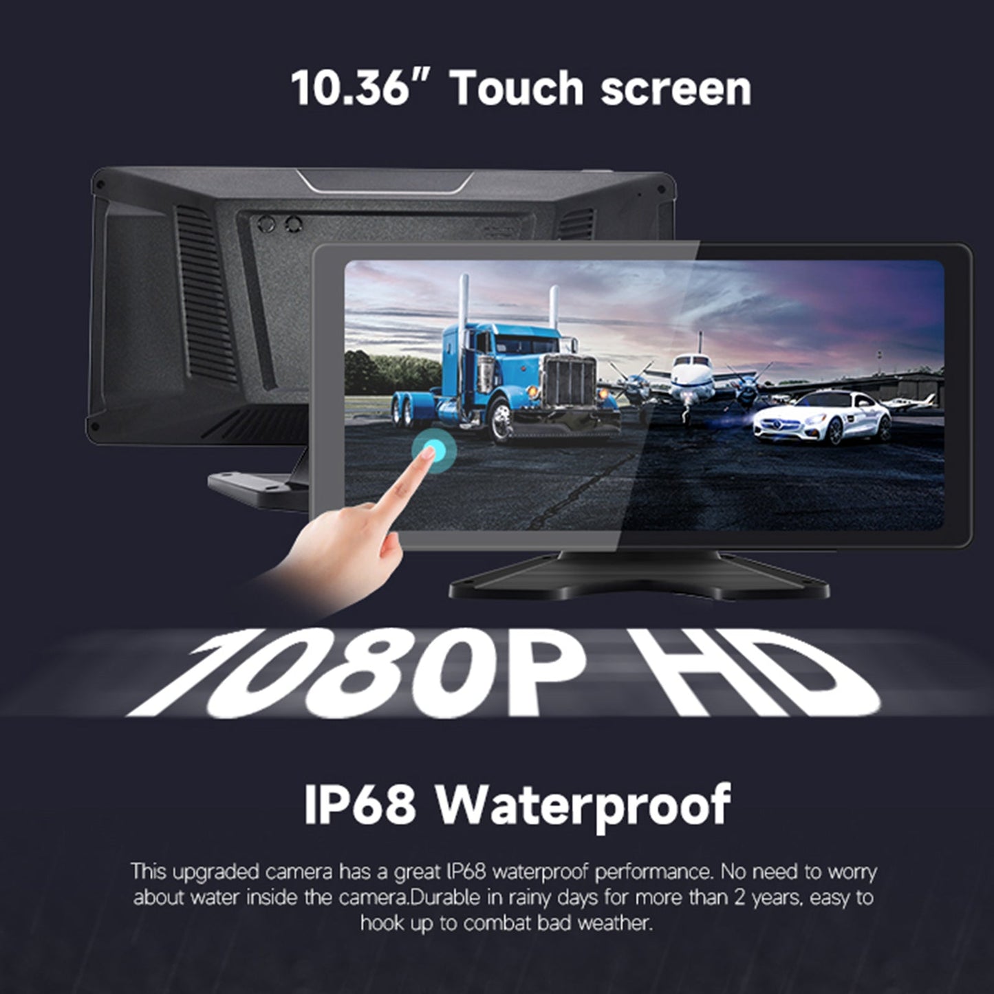 10.36" 1600*720 IPS Quantum Screen Touch for RV Truck Bus + 4 Rear View Camera
