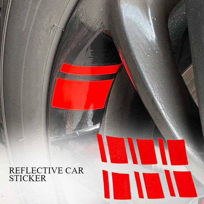 6pcs Red Reflective Car Wheel Rim Vinyl Decal Sticker For 18"-21" Universal
