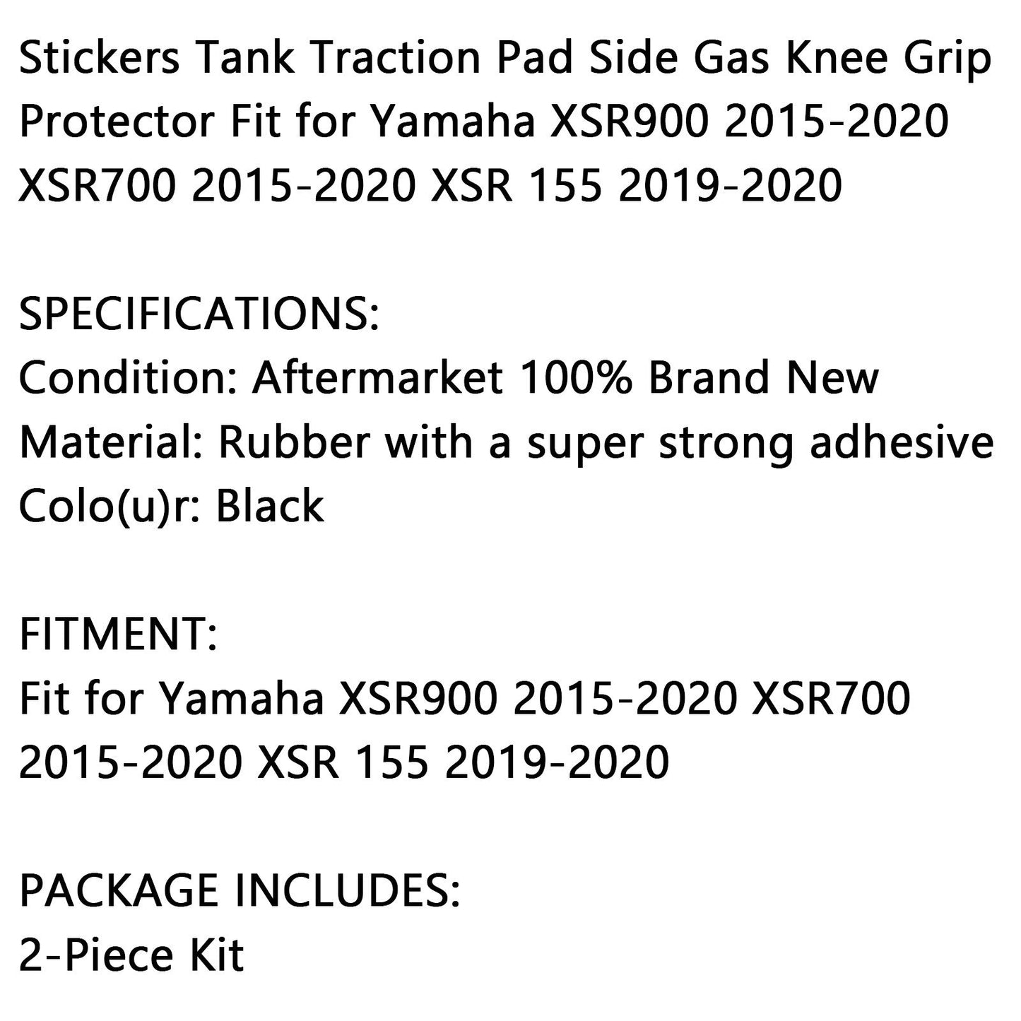 2X Side Tankpad Fuel Tank Protector Fit For Yamaha Xsr900 15-20 Xsr155 19-20