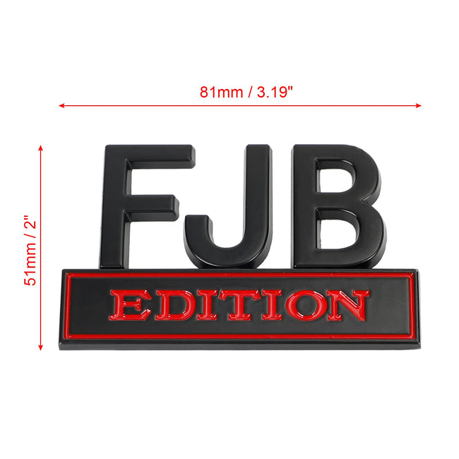 2× FJB EDITION 3D Emblem Badge Truck Car Decal Bumper Sticker Black & Red