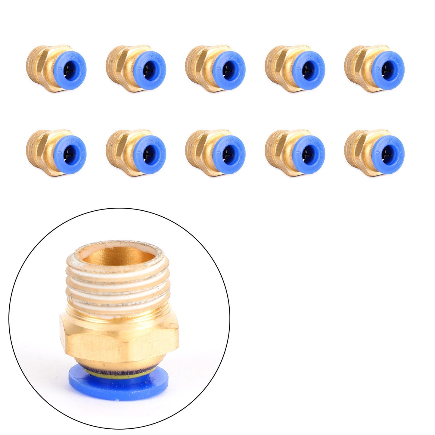 10x Pneumatic 1/4" Tube X 1/8" NPT Male Connector Push In To Air Connect Fitting