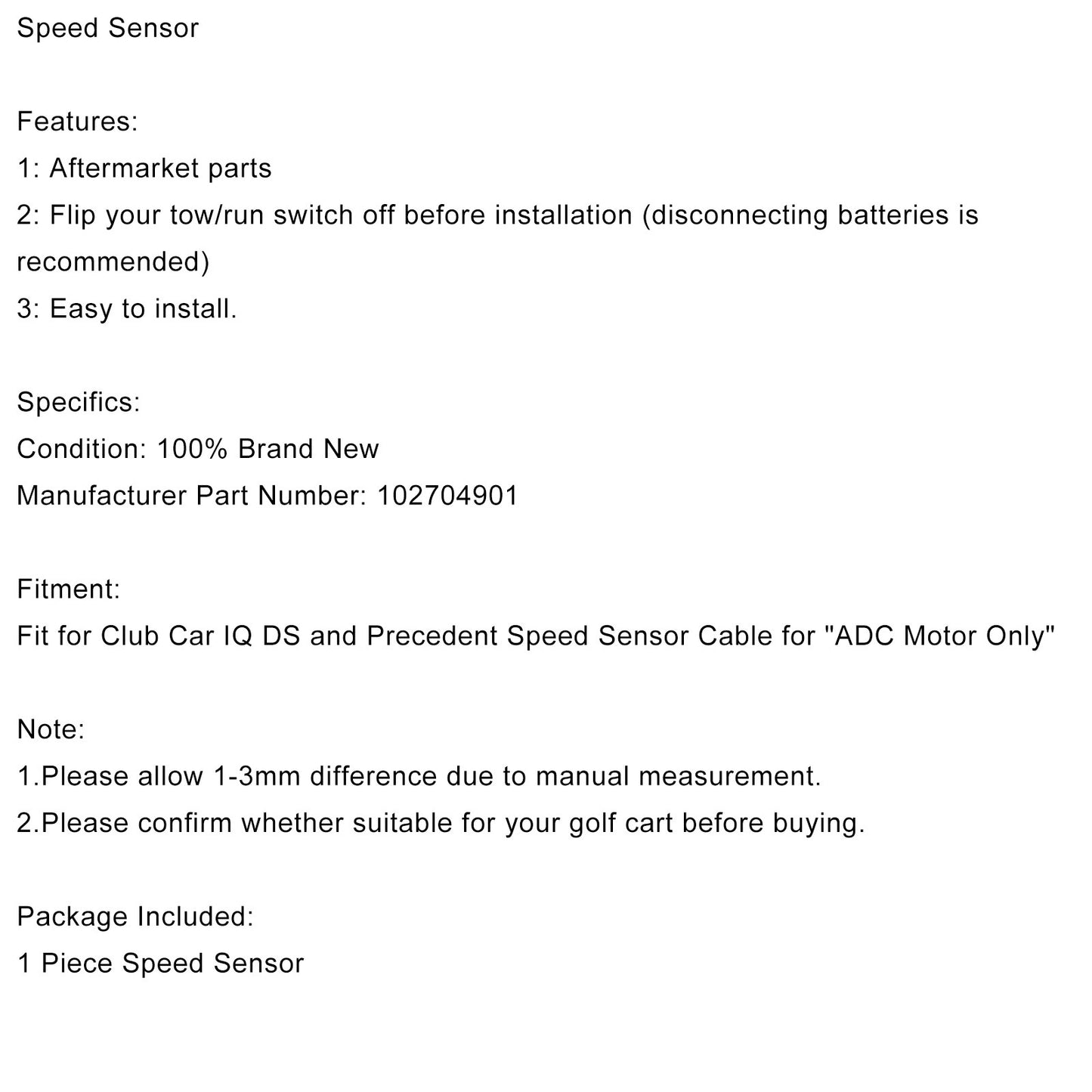 Speed Sensor ADC Motor Style fit for Club Car Golf Cart Precedent DS 102704901