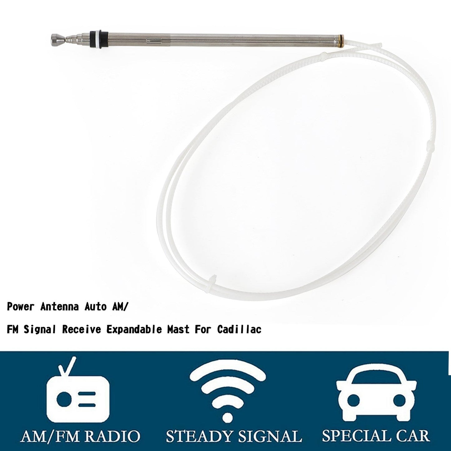 Power Antenna Auto AM/FM Signal Receive Expandable Mast For Cadillac