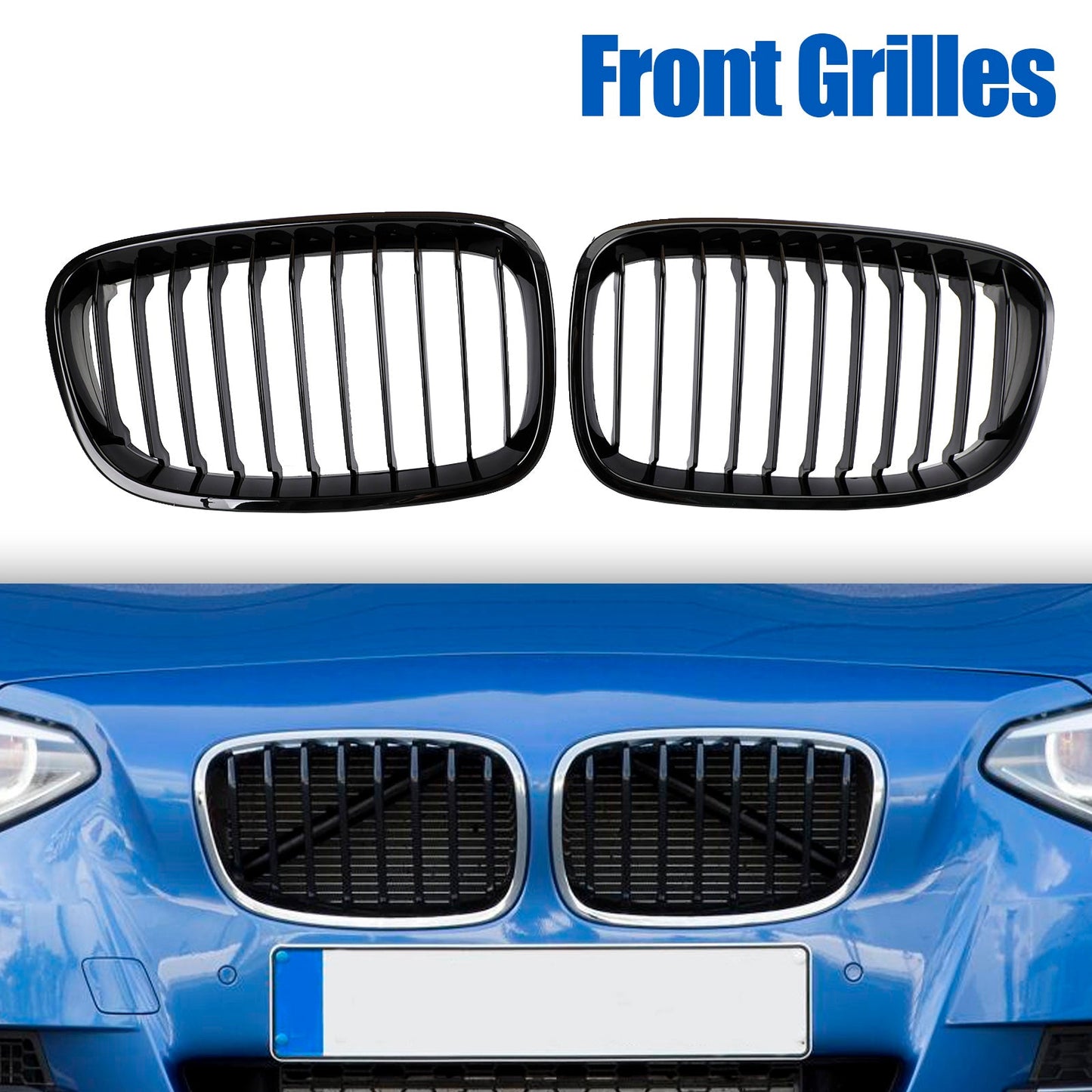 2012-2014 BMW 1 Series F20 F21 Front Bumper Kidney Grill Grille 2PCS 551137239021