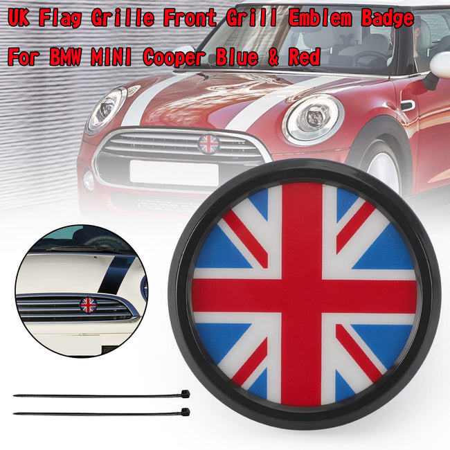 UK Flag Grille Front Grill Emblem Badge For BMW MINI Cooper Black & White