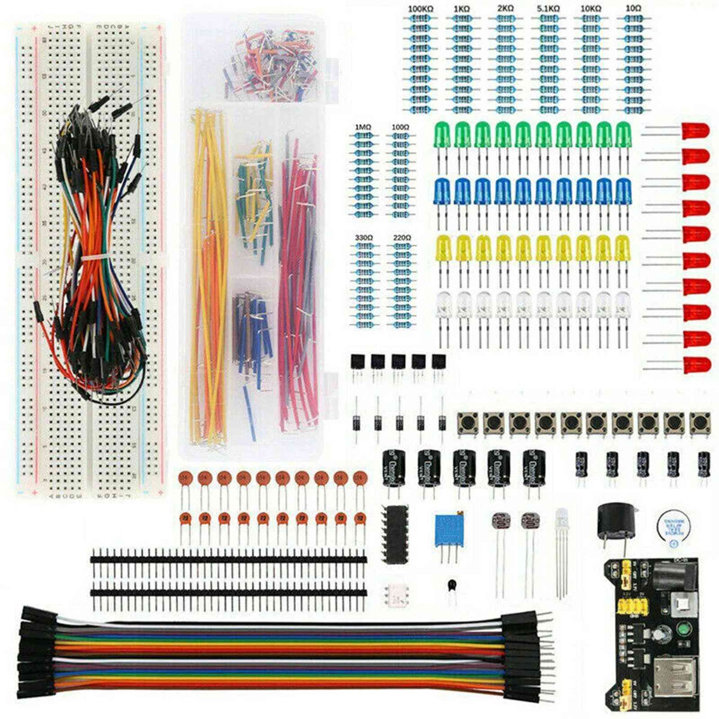 Electronics Component Basic Starter Kit w/830 Tie-Points Breadboard Resistor