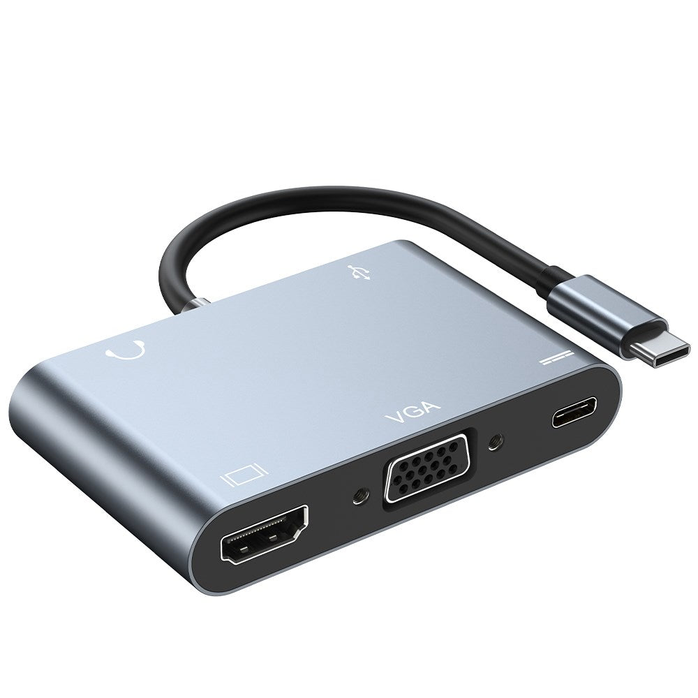 5in1 VGA Type C HD Output PD HD USB3.0 HUB Adapter for MacBook Pro iPad Pro