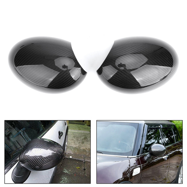 Carbon Door Mirror Caps Covers for Mini Cooper R55 R56 R57 R58 R60 (Power-Fold)