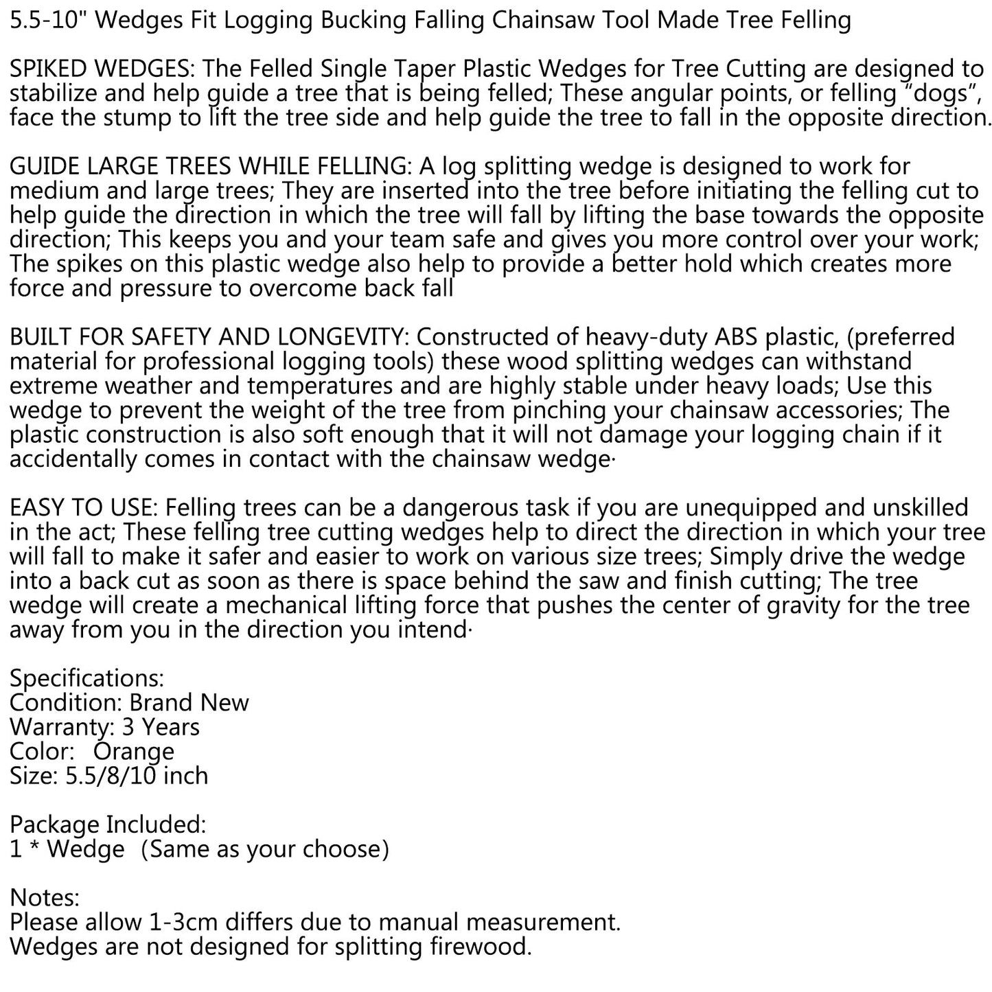 5.5" Wedges Fit Logging Bucking Falling Chainsaw Tool Made Tree Felling