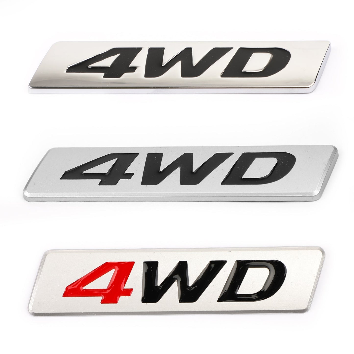 Metal 4WD Emblem Car Fender Trunk Tailgate Badge Decals Sticker 4WD 4X4 SUV Red