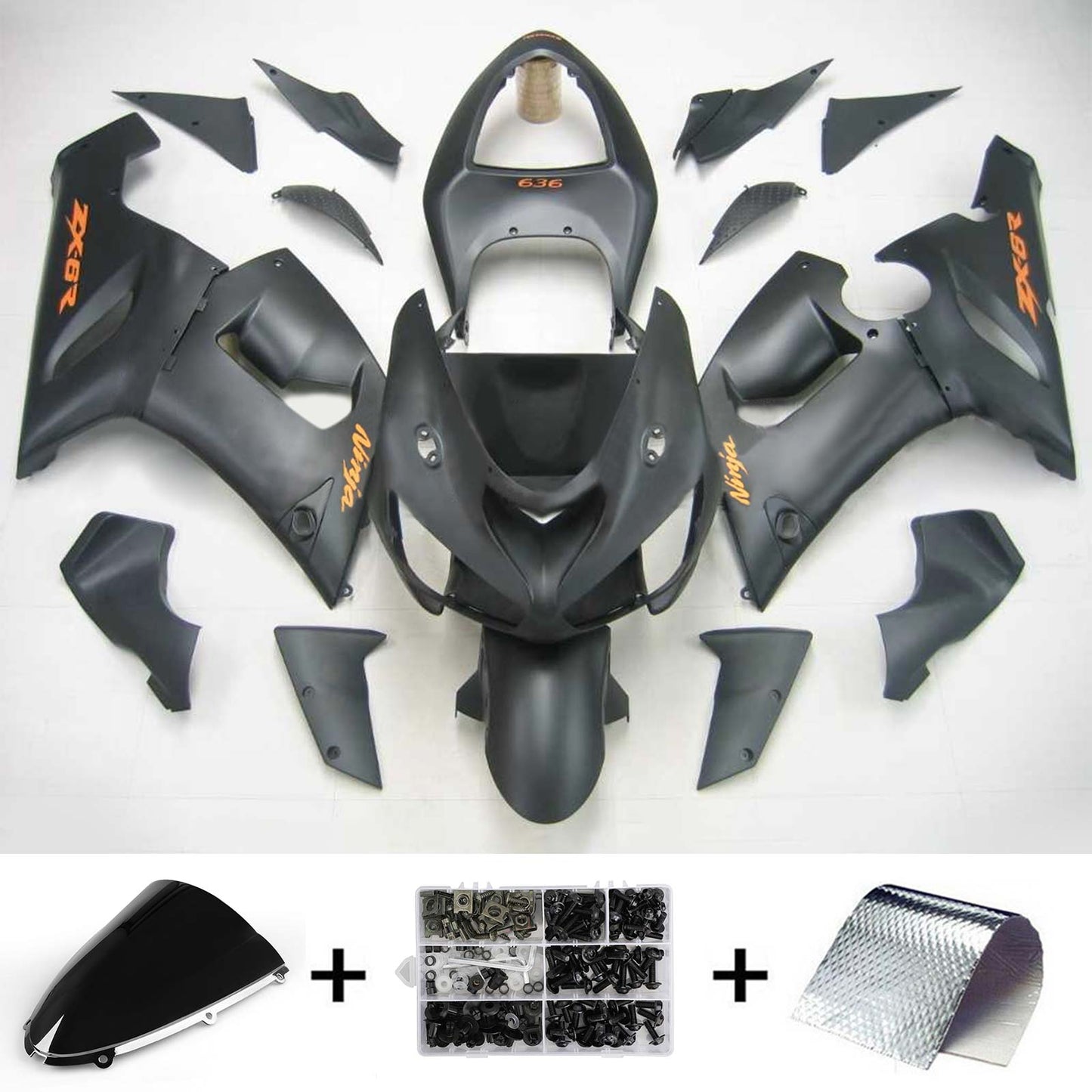 2005-2006 Kawasaki ZX6R 636 Amotopart Injection Fairing Kit Bodywork Plastic ABS #134