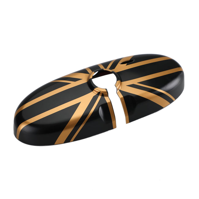 Union Jack UK Flag Rear View Mirror Cover for MINI Cooper R55 R56 R57 Black/Gold